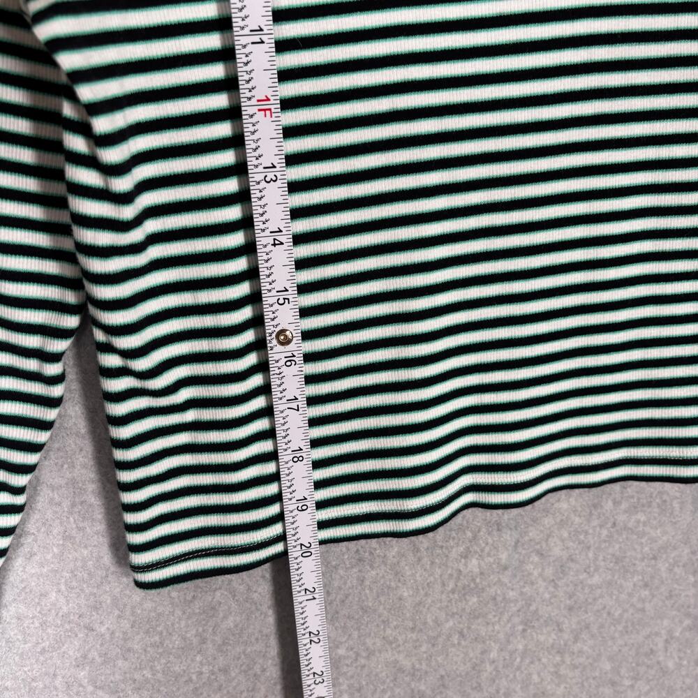Levis Top Womens Large Green Black Striped Turtleneck Crop Shirt‎ Everyday Soft - Picture 5 of 12